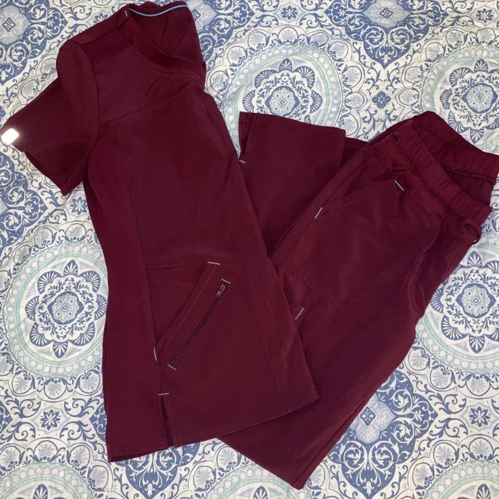 Red Joggers with Soft Cotton Blend and Elastic Waist Scrubs